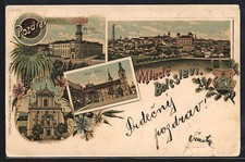 Litografia Jung Bunzlau / Mlada Boleslav, Stare mesto, Dekansky chram 1899  na sprzedaż  Wysyłka do Poland