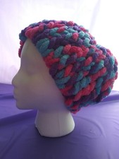 Chapéu feito à mão rosa azul roxo violeta primeira vez artesão! Prepare-se para o inverno! comprar usado  Enviando para Brazil