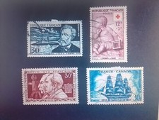 SELLOS FRANCIA USADOS 1955 CRUZ ROJA, JULIO VERNE, CANADÁ Y LUMIERE. ALTO VALOR  comprar usado  Enviando para Brazil
