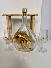 MEUKOW França Conhaque Garrafa Vazia Pantera Dourada 750ml Suporte de Madeira 2 Copos comprar usado  Enviando para Brazil