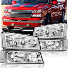 Faróis cromados Chevy Silverado 2003 2004 2005 2006 + lâmpadas de sinalização para-choque comprar usado  Enviando para Brazil