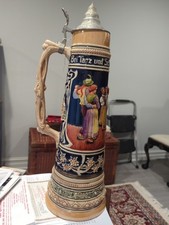 Enorme pedra de cerveja cerâmica colorida alemã vintage de 4 litros com tema de dança ~ST56 comprar usado  Enviando para Brazil