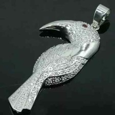 Pingente de pássaro papagaio moissanita real corte redondo 1,50 ct folheado a ouro branco 14K comprar usado  Enviando para Brazil