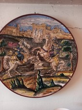 Antico piatto maiolica usato  Italia