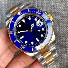 Relógio automático masculino 20ATM mergulho NH35A dois tons caixa dourada mostrador azul luminoso novo comprar usado  Enviando para Brazil