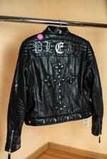 Jaqueta de motociclista feminina Philipp Plein feita de couro genuíno com cristais cruzados M comprar usado  Enviando para Brazil