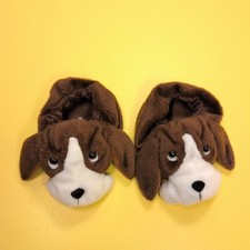 Sapatos chinelos de pelúcia Bear Factory (Build-A-Bear) marrom e branco rosto de cachorro comprar usado  Enviando para Brazil