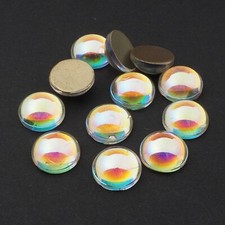 Lote (12) Cabochões de vidro redondos vintage tchecos AB 15mm comprar usado  Enviando para Brazil