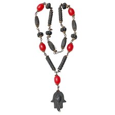 COLAR DE CONTAS TUNISIANO SKHAB PASTA PERFUMADA RESINA FENÓLICA KHAMSA FATIMA comprar usado  Enviando para Brazil