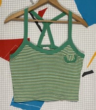 Camiseta Regata Vintage Anos 70 Crop Top Média Hippie Listrada Boho Indie Cropped Anos 80 comprar usado  Enviando para Brazil