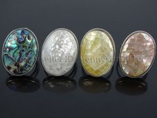 Madrepérola Natural Shell contas Oval Anel Ajustável Folheado A Prata comprar usado  Enviando para Brazil