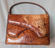 Bolsa de couro de jacaré genuína vintage com pernas de cabeça bolsa meados do século 10 x 7,5" comprar usado  Enviando para Brazil