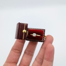 Caixa de anel retangular vermelha estilo vintage feita à mão, conjunto de noivado e casamento elegante comprar usado  Enviando para Brazil