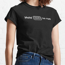 Camiseta clássica Hold Shift to Run gamer fonte branca P-3XL comprar usado  Enviando para Brazil