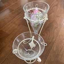 Base de flor de vidro com conjunto de suporte, tigela de vidro transparente, usada, sem caixa comprar usado  Enviando para Brazil