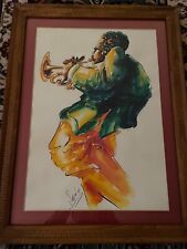 Pintura em aquarela assinada/original por Michael Smiroldo "mulher jazz/trompetista", usado comprar usado  Enviando para Brazil