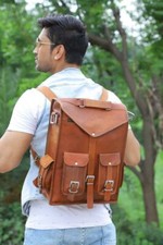 Mochila vintage satchel marrom nova masculina mochila para laptop bolsa carteiro comprar usado  Enviando para Brazil