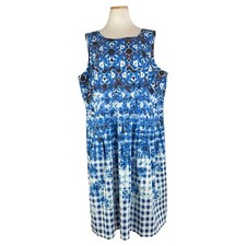 Vestido Talbots Plus Size 20WP NOVO Floral Gingham Algodão Sem Mangas Azul Branco comprar usado  Enviando para Brazil