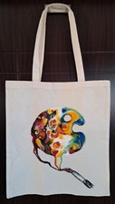 BOLSO DE MANO PINTADO A MANO DIRECTAMENTE DEL ARTISTA LONA ALGODÓN ARTE UNISEX segunda mano  Embacar hacia Mexico