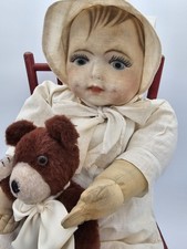 Boneca American Rag Cloth 1930, máscara facial moldada pintada à mão, 25"  comprar usado  Enviando para Brazil