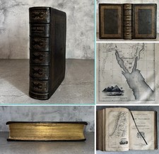 Large Antique 1853 Holy Bible Old New Testaments Maps Leather William Collins comprar usado  Enviando para Brazil