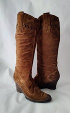 Usado, Botas anabela de camurça italiana Vivace Moda couro marrom oleado tamanho UE39 forrado de lã comprar usado  Enviando para Brazil