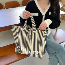 Bolsa tote listrada de grande capacidade bolsa de lona casual bolsa de cartas mochila para estudantes comprar usado  Enviando para Brazil