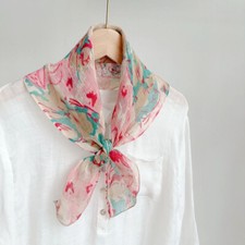 Mujer 100% Lino Estampado Floral Corbata Bandana Pañuelo Fino Bufanda Accesorio segunda mano  Embacar hacia Mexico