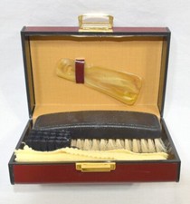 Kit compacto brillo zapato de colección cepillo pelo caballo tela baquelita (?) Zapatero 6x4x2". segunda mano  Embacar hacia Mexico