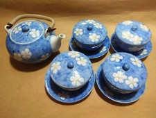 Conjunto de bule e tigela de chá padrão flor azul comprar usado  Enviando para Brazil