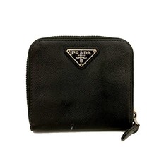 Bolsa carteira dobrável PRADA logotipo placa couro saffiano preta/2BH2954, usado comprar usado  Enviando para Brazil