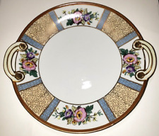 Prato de bolo de porcelana Noritake M 2 alças floral dourado pintado à mão 10", usado comprar usado  Enviando para Brazil