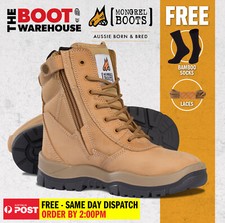 Botas de trabalho Mongrel 251050. Biqueira de aço segura. Wheat Hi-Leg Zip Sider. Novo em folha! comprar usado  Enviando para Brazil