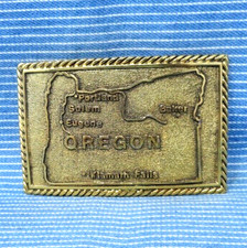 Fivela de cinto Oregon contorno estadual e cidades tom dourado exclusivo vintage anos 70 anos 80 .TYC355 comprar usado  Enviando para Brazil