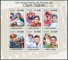 Selos de pessoas de São Tomé e Príncipe 2010 sem marca de charneira Clark Gable 50º filmes de atores 6v M/S, usado comprar usado  Enviando para Brazil