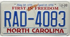 north carolina license plate for sale  Fitchburg
