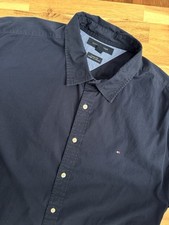 Camisa Tommy Hilfiger com botões azul marinho XL ajuste personalizado cupê Sur Mesure comprar usado  Enviando para Brazil