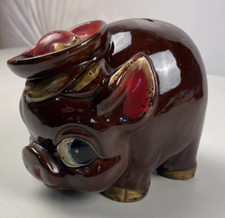 Cofrinho de porco vintage boa pátina boa aparência retrô brincalhona faltando plugue e dinheiro! comprar usado  Enviando para Brazil