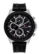 Relógio masculino Tommy Hilfiger 1792082 caixa prata pulseira de borracha preta mostrador preto 46mm comprar usado  Enviando para Brazil