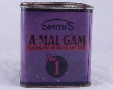 Vintage SMITHS A-MAL-GAM Tin No. 1 Welding Brazing Cast Iron Violet Can comprar usado  Enviando para Brazil