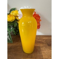 Vaso de vidro vintage soprado à mão branco brilhante interior elegante MCM, usado comprar usado  Enviando para Brazil