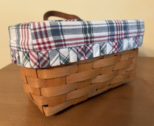 Correa de cesta de madera colgante de pared Longaberger 1994 vintage 9" x 5" x 5" forro segunda mano  Embacar hacia Mexico