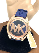 Relógio feminino Michael Kors MK7140 Janelle quartzo ouro rosa pulseira de borracha azul 42mm comprar usado  Enviando para Brazil