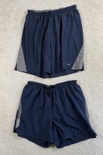Lote 2 shorts de corrida Nike Dri-Fit masculino XL azul forrado treino exercício cordão, usado comprar usado  Enviando para Brazil
