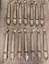 14 candelabro antigo de cristal de chumbo pesado 7” prismas, botões, correspondência rara, usado comprar usado  Enviando para Brazil