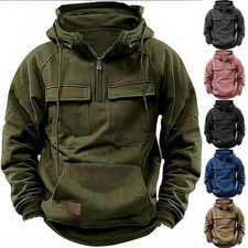 Moletom com capuz masculino Cargo Combat manga longa meio zíper esporte exército tático comprar usado  Enviando para Brazil