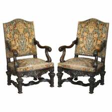 DESLUMBRANTE PAR DE POLTRONAS TRONO ITALIANAS ANTIGAS ESCULPIDAS À MÃO EM NOGUEIRA POR VOLTA DE 1860 comprar usado  Enviando para Brazil