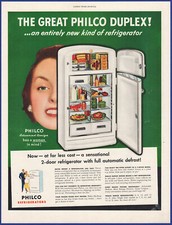Vintage 1951 PHILCO Duplex Refrigerator Freezer Kitchen Appliance 50's Print Ad comprar usado  Enviando para Brazil