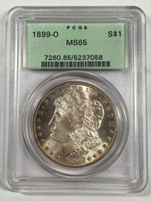 1899-O MORGAN DÓLAR PRATA PCGS OGH ETIQUETA VERDE MS65 7FCA25 comprar usado  Enviando para Brazil