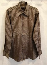 Chemise marron rayures d'occasion  Bourg-de-Thizy